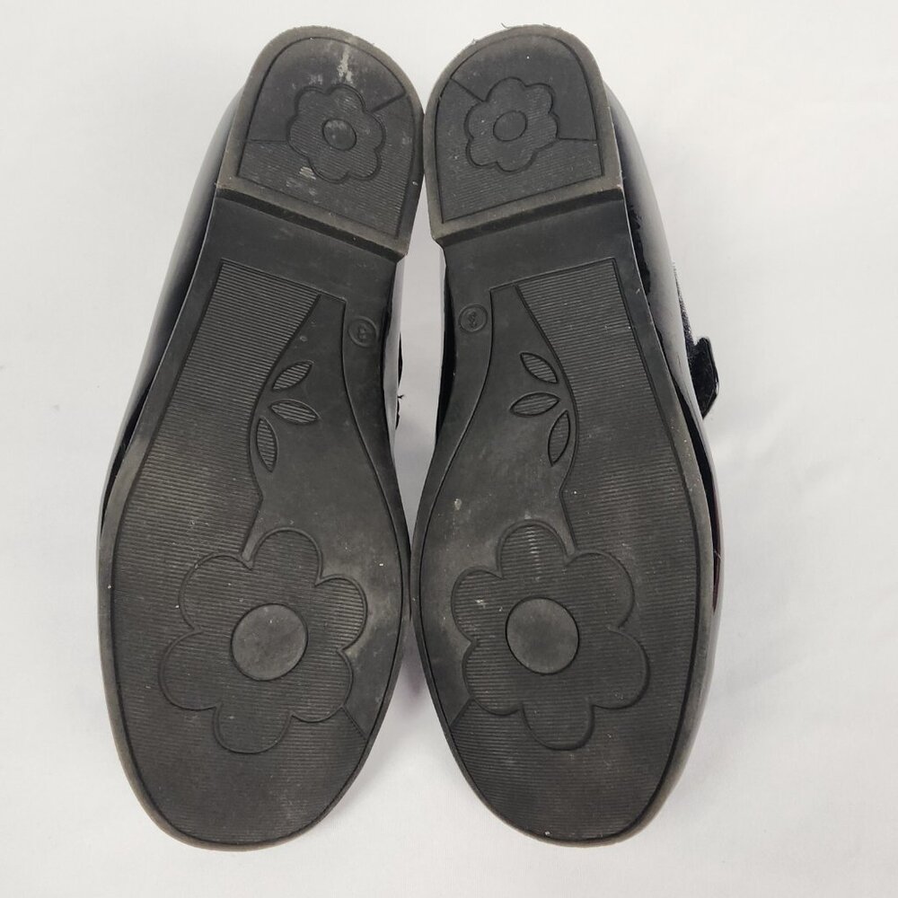 Rachel Shoes Girls 3M Black "Patent Leather Look" Rhinestone Hook‎ Loop Closure - Picture 5 of 15